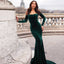 Most Popular Off Shoulder Long Sleeve Mermaid Velvet  Backless Prom Dresses, FC1982