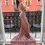 Off Shoulder Pink Sequin Mermaid Backless Sexy Prom Dresses, FC2193