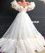 Off Shoulder A-line Organza Charming Sweetheart Rhinestone Prom Dresses, FC4142