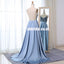 Charming Spaghetti Straps V-Neck Beaded A-Line Satin Backless Prom Dresses, KX1244