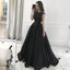 Charming Black A-Line Prom Dresses, Satin Backless Long Sleeveless Prom Dresses, KX1445