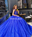 Gorgeous A-line Royal Blue Off Shoulder Beaded Long Prom Dress, FC4600