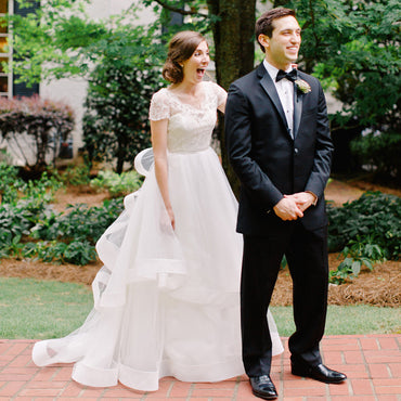 Vintage Lace A-Line Wedding Dresses, Cheap V-Back Organza Wedding Dresses, KX966