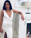 Hot Sale Deep V-Neck Backless Elastic Satin Slit Mermaid Sleeveless Wedding Dresses, FC1334