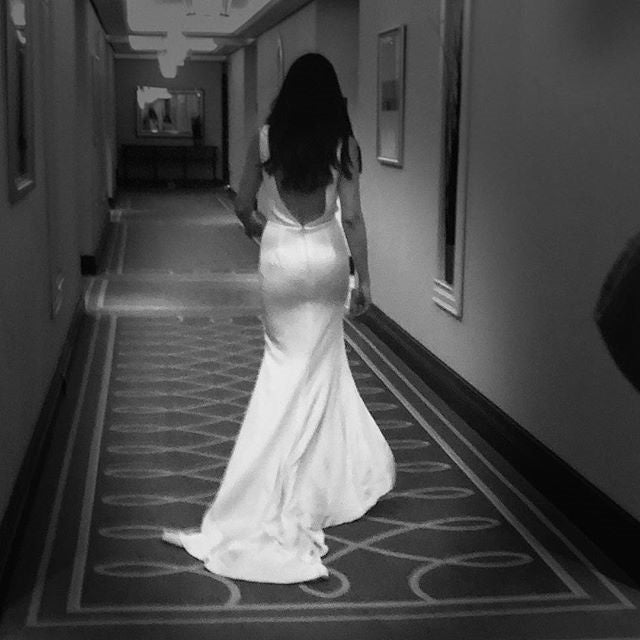 Hot Sale Deep V-Neck Backless Elastic Satin Slit Mermaid Sleeveless Wedding Dresses, FC1334