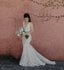 Beautiful Lace Mermaid Deep V-Neck Backless Long Floor-Length Sleeveless Wedding Dress, FC1481