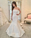 Straight Neckline Satin Backless Mermaid Wedding Dress with Bow-Knot, FC1584