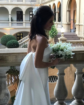 Gorgeous Satin Simple Design Backless Charming Wedding Dresses, FC1586