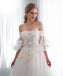 Gorgeous Off Shoulder Tulle A-Line Long Applique Wedding Dress, FC1634