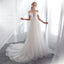 Charming Round Neckline A-Line Tulle Backless Lace Beaded Wedding Dresses, FC1636