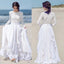 Long Sleeve A-Line Lace Top Elegant Chiffon Wedding Dress, FC1637