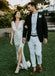 Simple Deep V-Neck Elastic Satin Backless Slit Wedding Dresses, FC1681