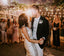 Simple Deep V-Neck Elastic Satin Backless Slit Wedding Dresses, FC1681