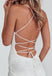 Charming White Lace Mermaid Sleeveless Cross Back Wedding Dresses, FC1761