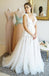 Elegant A-Line Tulle V-neck Sleeveless Applique Lace Backless Wedding Dresses, FC1843