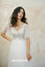 Sparkly Sequin V-neck Tulle A-line Backless Wedding Dress, FC1942