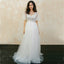 Sparkly Sequin V-neck Tulle A-line Backless Wedding Dress, FC1942