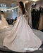 Charming Long Sleeveless Lace A-line Satin Backless Beaded Long Wedding Dress, FC1961