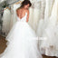 Spaghetti Strpas Lace Top Backless Wedding Dresses, White Organza A-Line Backless Wedding Gowns, LB0923