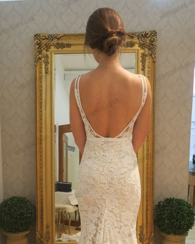 Gorgeous Lace Mermaid Wedding Dresses, V-Neck Backless Prom Dresses, KX1292