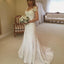 Short Sleeve Elegant Lace A-Line Wedding Dresses with Detachable Satin Skirt, KX1347