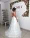 A-line Tulle V-neck Sexy Open-Back Floor-Length Simple Wedding Dresses, FC4069