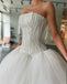 Stunning A-line Straight Neck Pearl-Beaded Wedding Dresses, FC5918