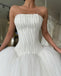 Stunning A-line Straight Neck Pearl-Beaded Wedding Dresses, FC5918